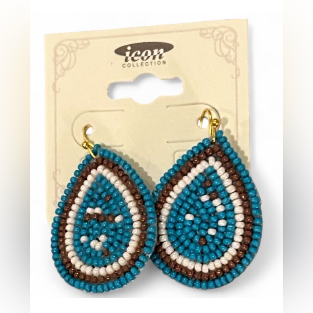 ICON COLLECTION Blue and Black Beaded Earrings